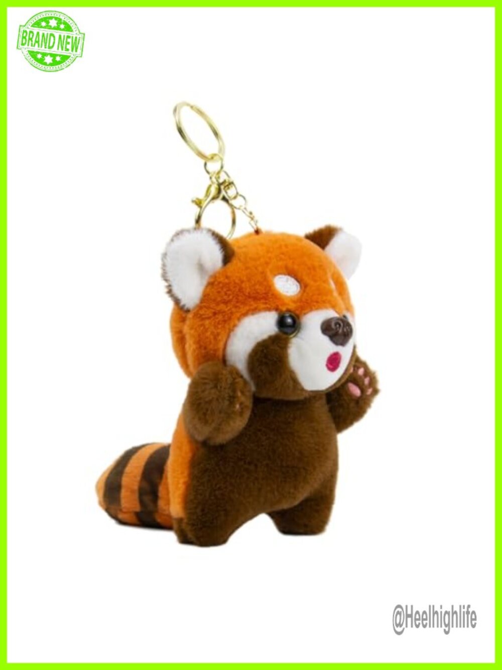 Red Plush Panda Keychain Cute Animal Key Ring Backpack Charm Women Gift